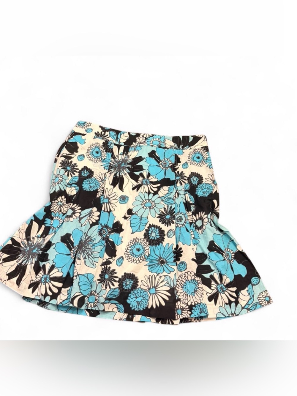 Kim Rogers Blue Black Cream Floral Skirt